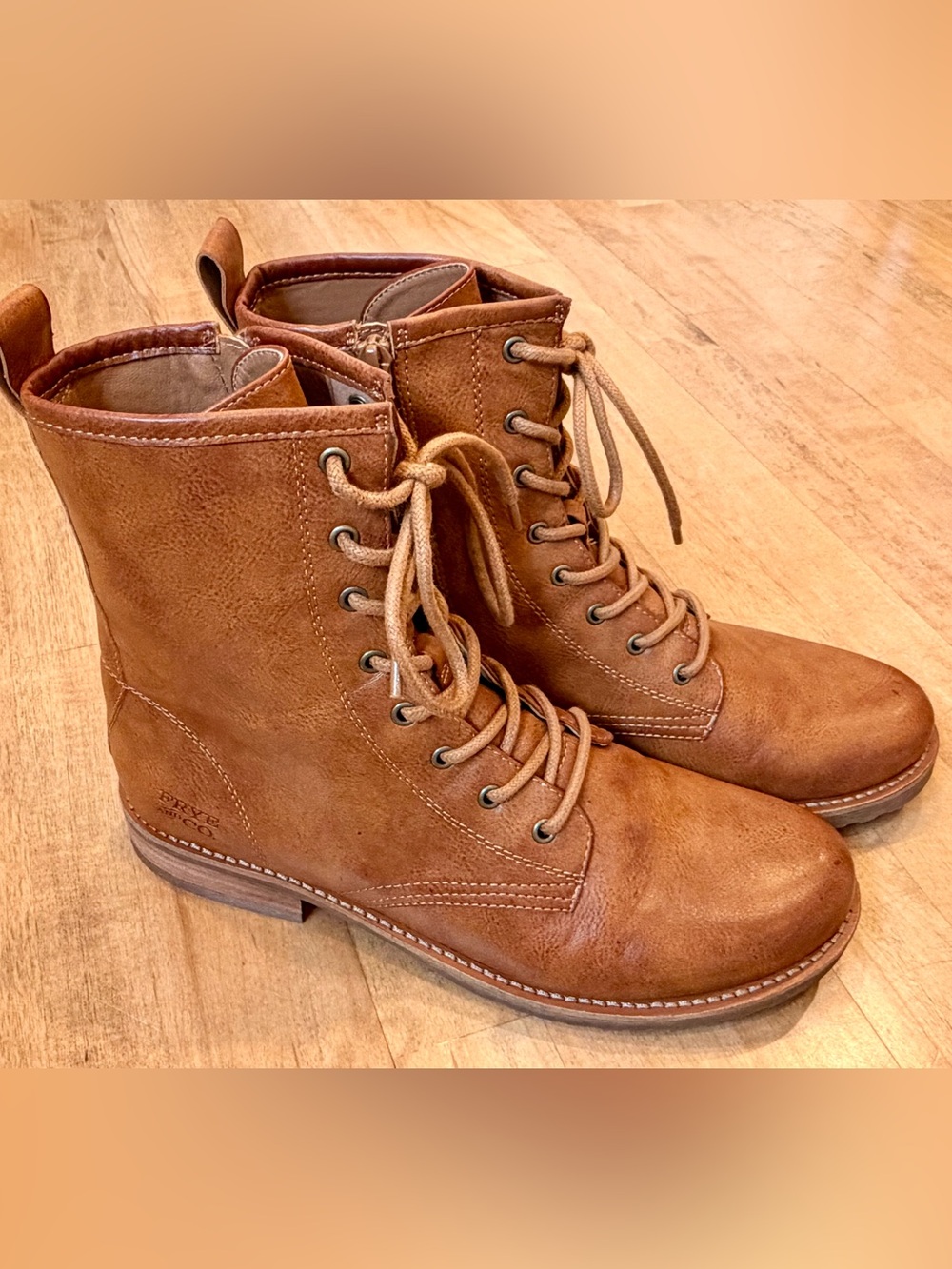 FRYE and CO. Chesnee Combat Boots in Caramel Like New!
